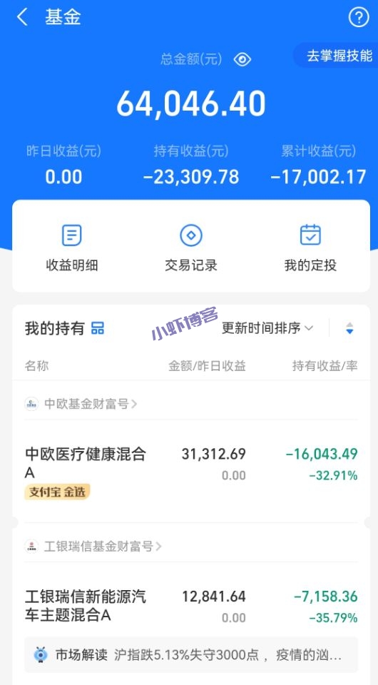 真是惨烈啊,基金账户亏损17000元