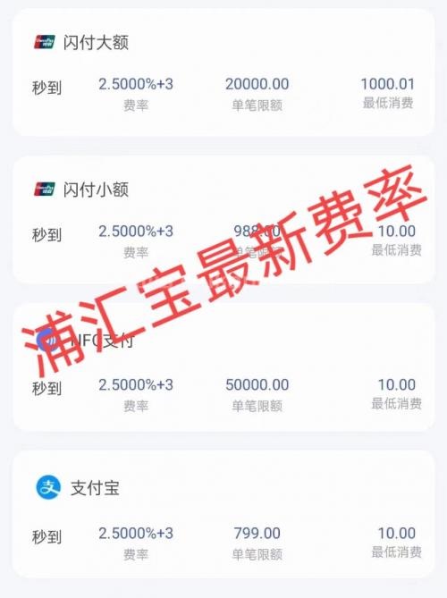 浦汇宝费率调整最新消息,成本突然变高了(250+3元)